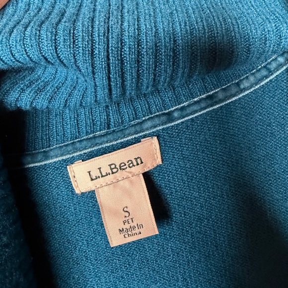 LL Bean Turquoise 100% Cashmere Open Cardigan Small- Flaws - Picture 2 of 6